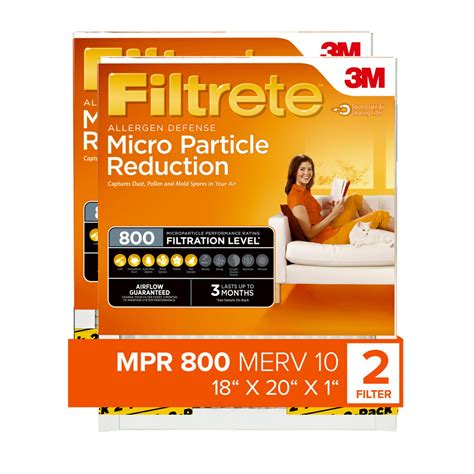 Filtrete 18x20x1 Air Filter, MPR 800 MERV 10, Micro Particle Reduction ...