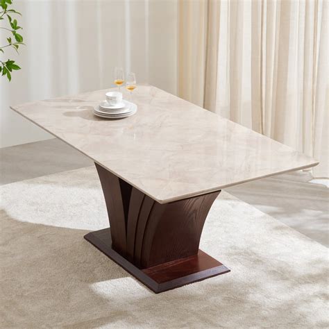 Buy Empire Faux Marble 6-Seater Dining Table - Brown from Home Centre ...