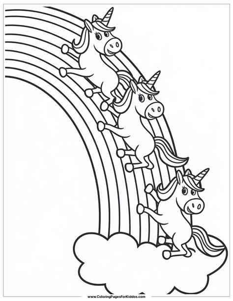 Vibrant Cartoon Rainbow Coloring Pages: Free Printables For Kids