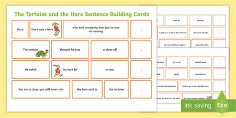 The Tortoise and the Hare Sentence Building Cards