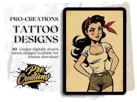 Traditional Tattoo Designs 'pin up Girls' Tattoo Flash Sheet Pdf ...