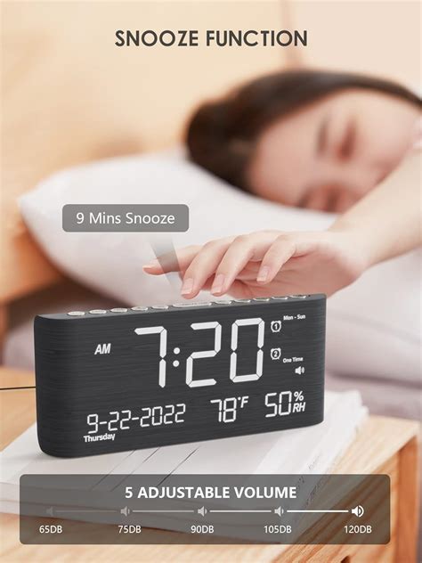 Buy Digital Clocks for Bedrooms, Wooden Alarm Clock with Temperature ...
