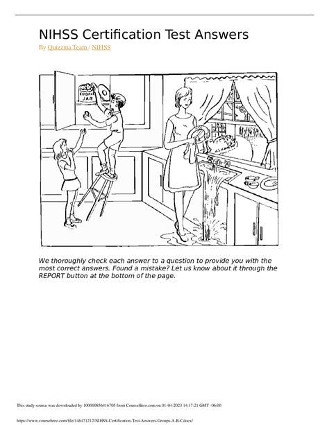 NIH Stroke Scale – All Test Groups A-F (patients 1-6) Answer key ...