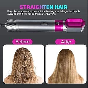 5-in-1 Hot Air Brush Styler | 1000W Heating Hair Dryer & Curler Comb ...
