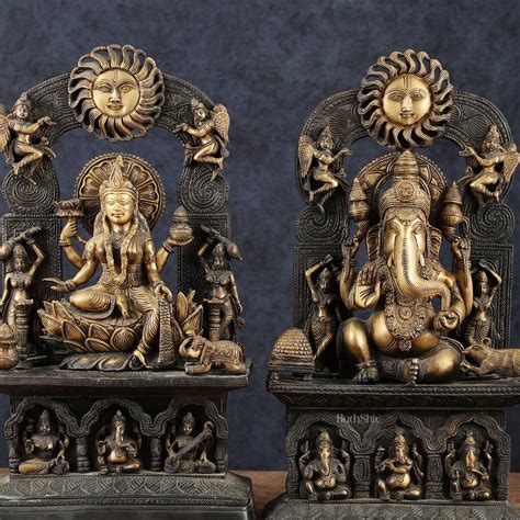 Buy Brass Lord Ganesha and Goddess Lakshmi Statue Pair – 20" Height ...