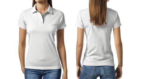 Female white polo shirt design shown from front and back views Concept ...
