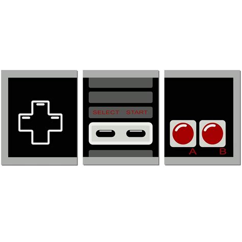 Retro Video Game Nintendo Wall Art - NES Game Room Decor - Watercolor ...