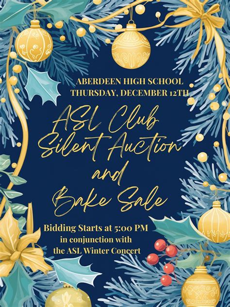 Aberdeen High School, ASL Club Silent Auction and Bake Sale , JM ...