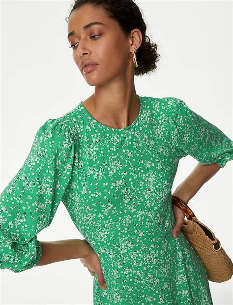 Buy Printed Jersey Round Neck Mini Skater Dress at Marks & Spencer