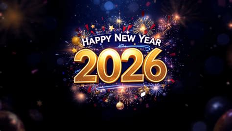 Free picture: A free New Year’s postcard with the text Happy New Year 2026