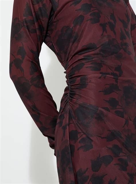 Buy ALAYA F x URB_N Women Printed Ruched Mesh Dress Online at just Rs ...