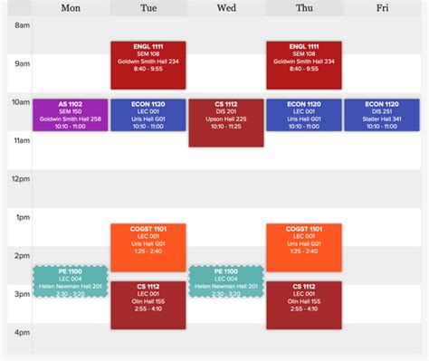 First year class schedule - good or no? : r/Cornell