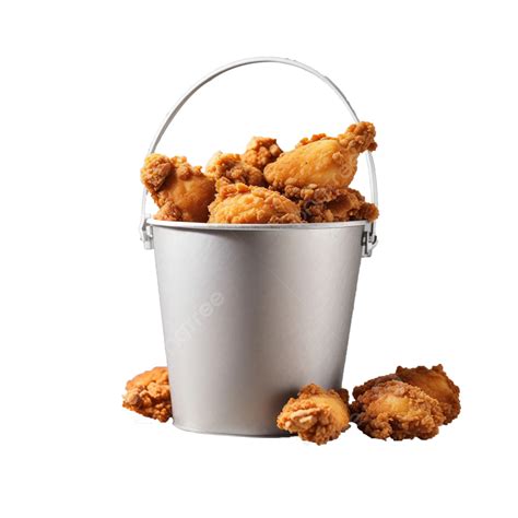 Fried Chicken In Paper Bucket On Transparent Background, Fried Chicken ...