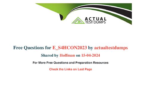 Sap e s4hcon2023 actualtestdumps actual questions by hoffman 15 04 2024 ...