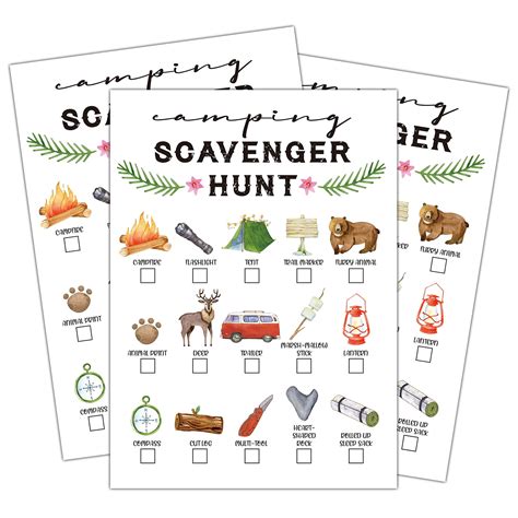 Scavenger hunt game outdoor camping scavenger hunt for kids nature park ...