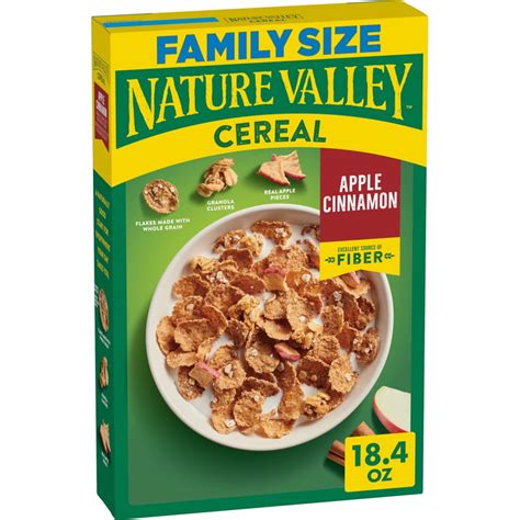 Nature Valley Apple Cinnamon Cereal, Family Size 18.4 oz, Whole Grain ...