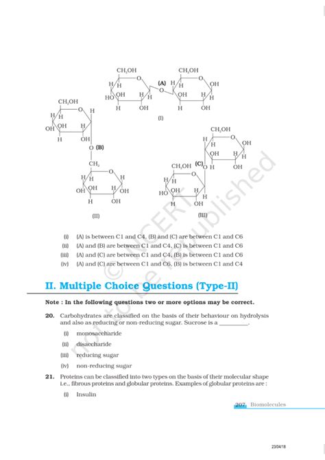 NCERT Exemplar Class 12 Chemistry Chapter 14 - Biomolecules