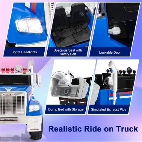 Buy GYMAX Kids Ride On Dump Truck, 12V Battery Powered Licensed ...