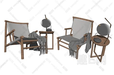 新中式休闲椅-sketchup模型_sketchup模型库_建E室内设计网!
