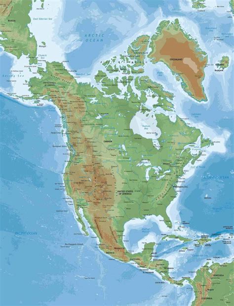Vector Map of North America Continent Physical | One Stop Map