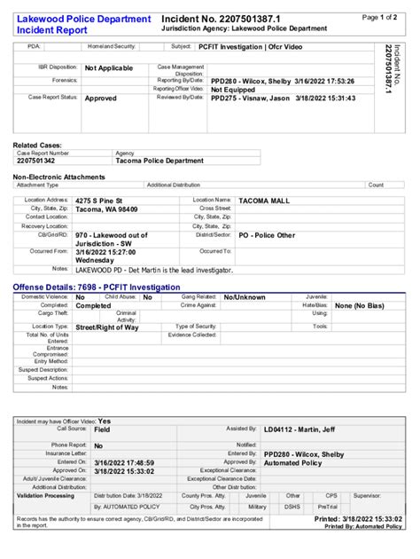 Fillable Online Lakewood Police Department Develops Website To Report ...