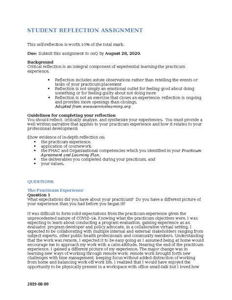 Image result for Reflection Assignment Examples