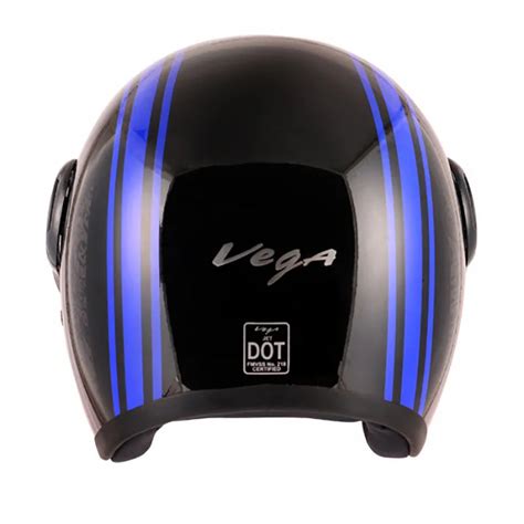 VEGA Jet Old School Black Blue Half Face Helmet – Sparkly Helmets