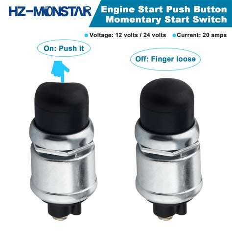 Snapklik.com : Engine Start Push Button Momentary Starter Switch, 12V / 24V 50 A Weatherproof ...