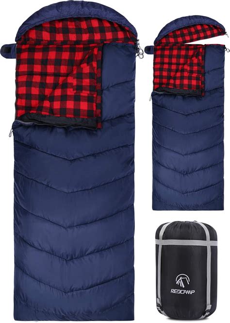 REDCAMP Cotton Flannel Sleeping Bags for Camping, 3-Season Warm and ...