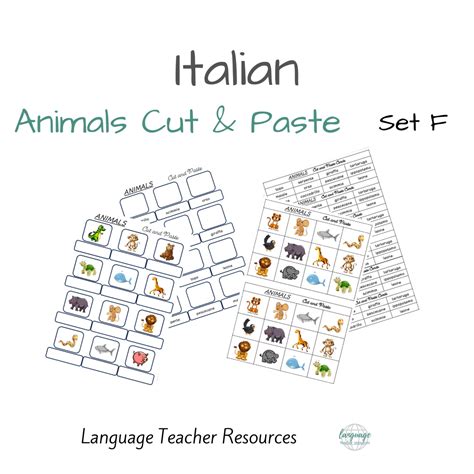 Italian Animals Cut and Paste Set F - Language Teacher Resources