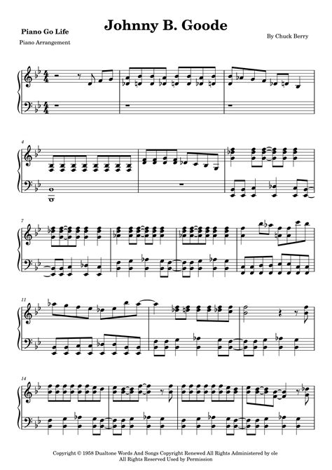 Johnny B. Goode (arr. Piano Go Life) by Chuck Berry Sheet Music for ...