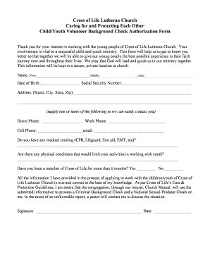 Fillable Online crossoflife Background Check Release Form - Cross of ...