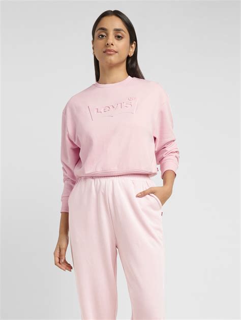 Women's Brand Logo Pink Crew Neck Sweatshirt – Levis India Store