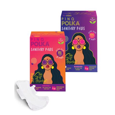 Buy PINQ Polka Premium Cotton Ultra Sanitary Pads XXXL & XXL Pack of 20 ...