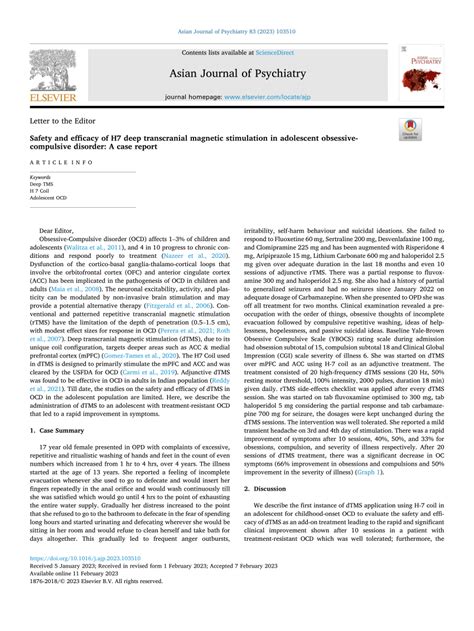 Efficacy and Safety of Deep Transcranial Magnetic Stimulation for Obsessive-Compulsive Disorder: A Prospective Multicenter Randomized Double-Blind Placebo-Controlled Trial.