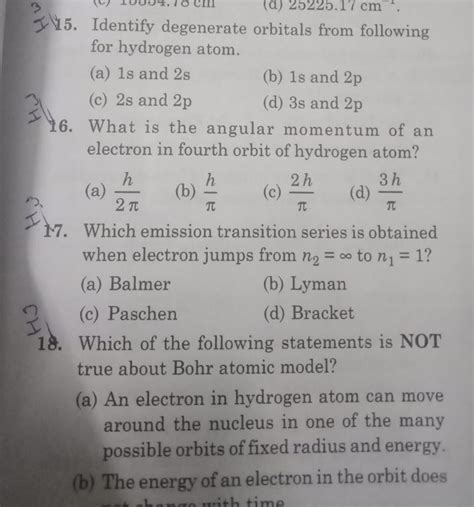 15. Identify degenerate orbitals from following for hydrogen atom.(a) 1