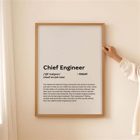 Funny Chief Engineer Definition Print Wall Art Poster, Chief Engineer Gift for Chief Engineer ...