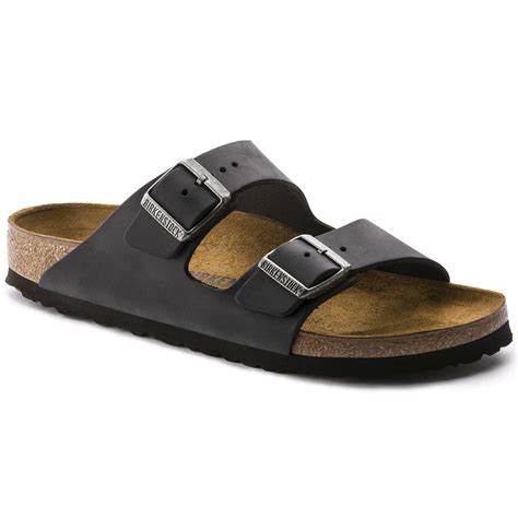 BIRKENSTOCK Arizona Oiled Leather Sandal - Black, Tobacco Brown