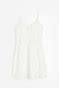 Linen-blend embroidered dress - White - Ladies | H&M IN