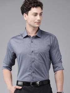 PARK AVENUE Men Self Design Formal Grey Shirt - Buy PARK AVENUE Men ...
