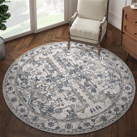jinchan Round Rug 6ft Washable Area Rug Vintage Floor Mat Kitchen ...