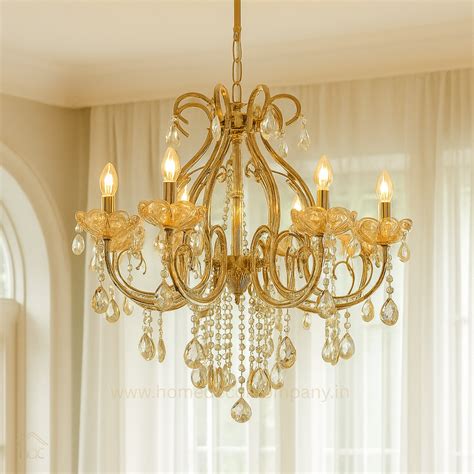 HDC 8 Lights Luxury Crystal Droplet Metal Italian Chandelier For Livin