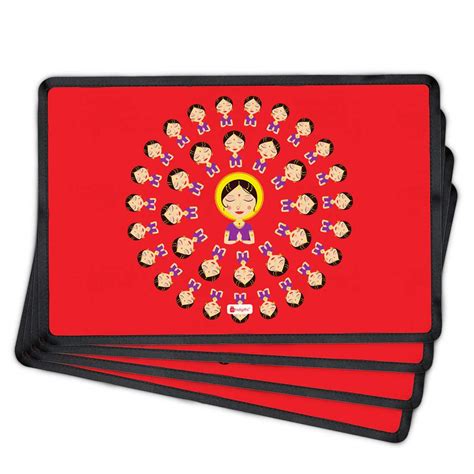 Buy Indigifts Table Mats for Dinning Table 4 Piece 12X18 Inches - Red ...