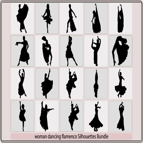 Women dancing flamenco and salsa vector silhouettes set,Vector ...