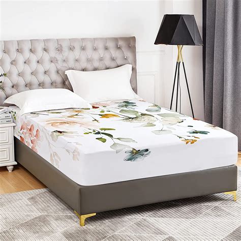 Amazon.com: YIYEA Floral Fitted Sheet Only, Premium Double Brushed ...