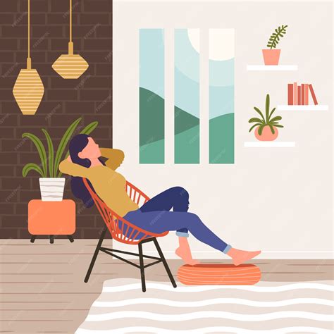 Premium Vector | A person relaxing at home illustration