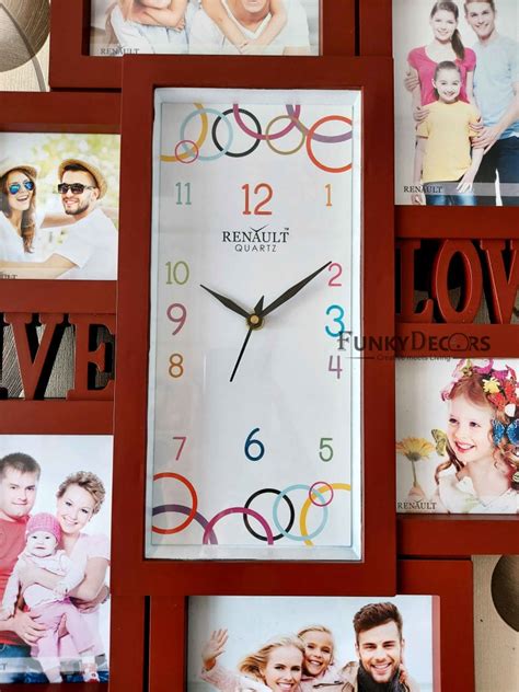 FunkyTradition 6 Photo Frames with Clock for Home Office Decor and Gif