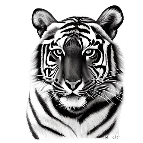 Beautiful Black and White Tiger Pencil Sketch · Creative Fabrica