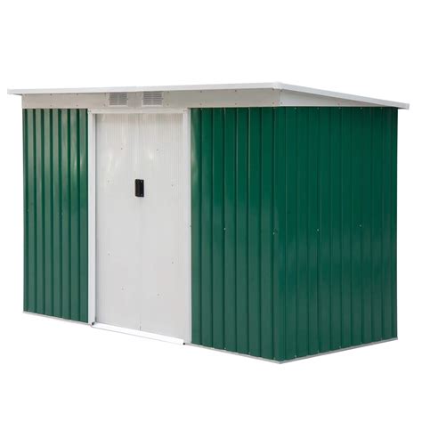 Outsunny 9ft x 4ft Corrugated Garden Metal Storage Shed Outdoor ...