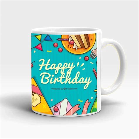 MUGKIN Happy Birthday printed ceramic mug (light) S27 Ceramic Coffee ...